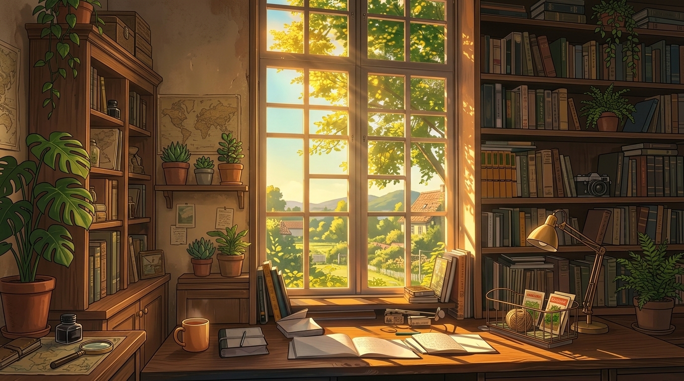 Cozy Ghibli Study Background